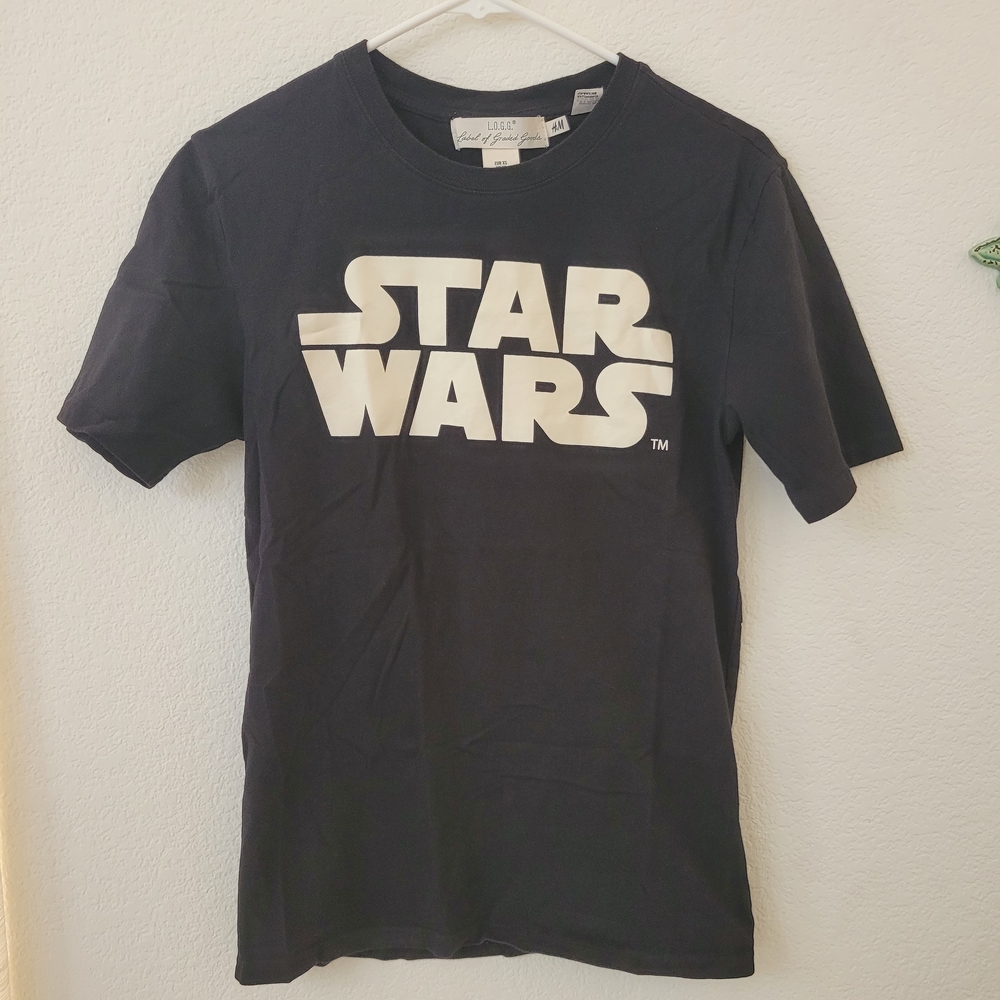 H&M L.O.G.G Star Wars Mens XS Black White Logo T Shirt